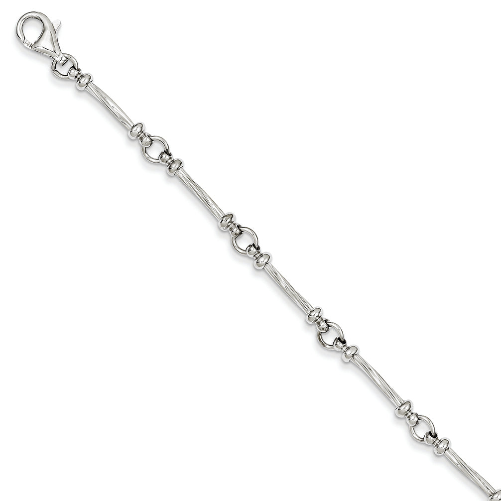 14K White Gold 8.5in Polished Fancy Bracelet 8.5 Inches
