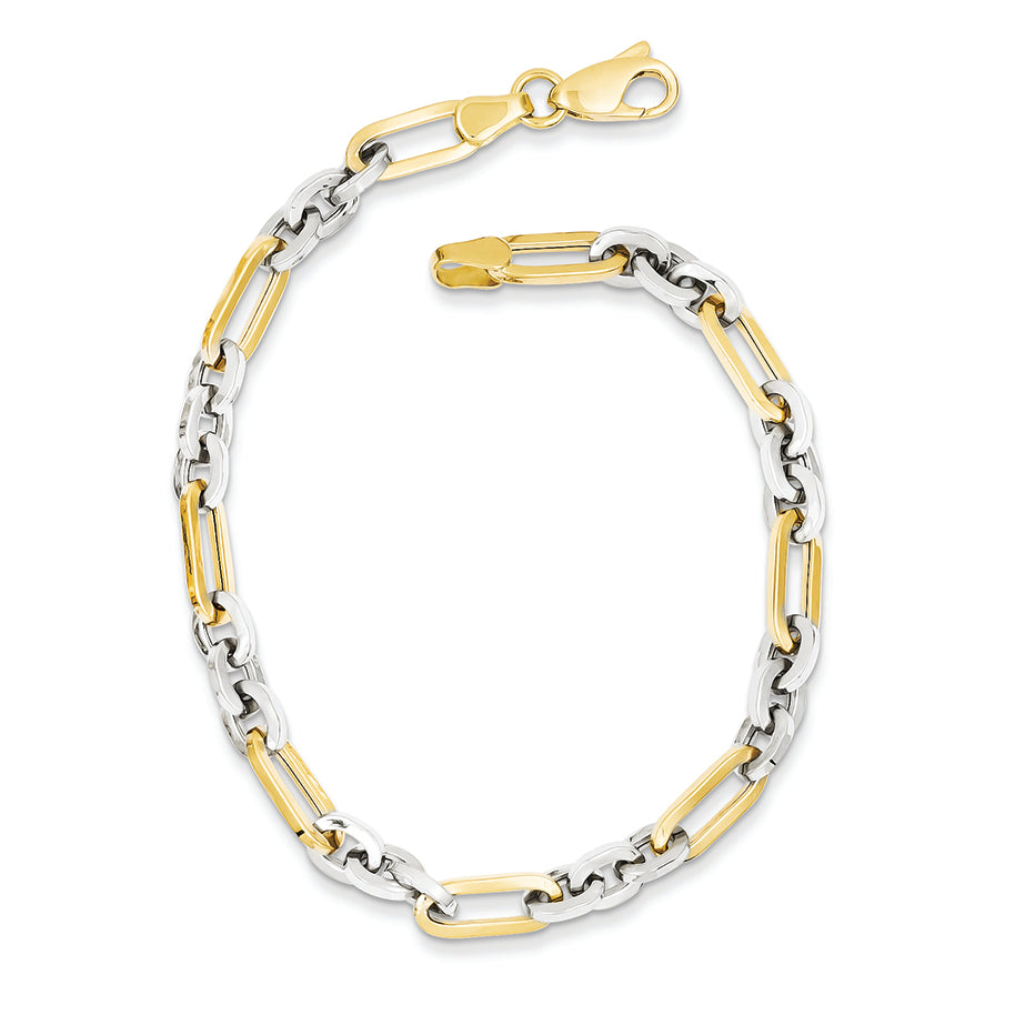 14K Gold Two-tone Fancy Link Bracelet 7.5 Inches