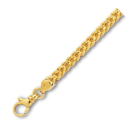 14K Solid Yellow Gold Square Franco Chain 3.9mm thick 26 Inches