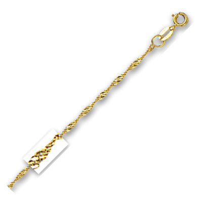 14K Solid Yellow Gold Singapore Chain 1.5mm thick 10 Inches