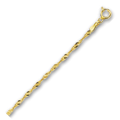 14K Solid Yellow Gold Singapore Chain 1.7mm thick 18 Inches