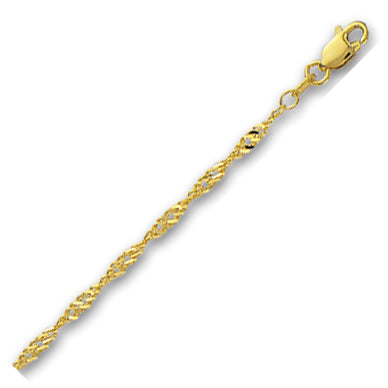 14K Solid Yellow Gold Singapore Chain 2.1mm thick 24 Inches