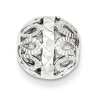 14K White Gold Diamond-cut Filigree Ball Chain Slide