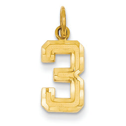 14K Goldy Casted Small Diamond Cut Number 3 Charm