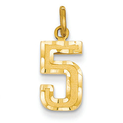 14K Goldy Casted Small Diamond Cut Number 5 Charm