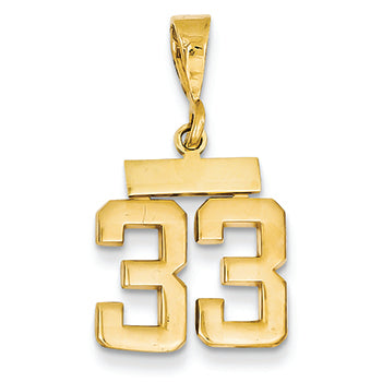 14K Gold Small Polished Number 33 Charm