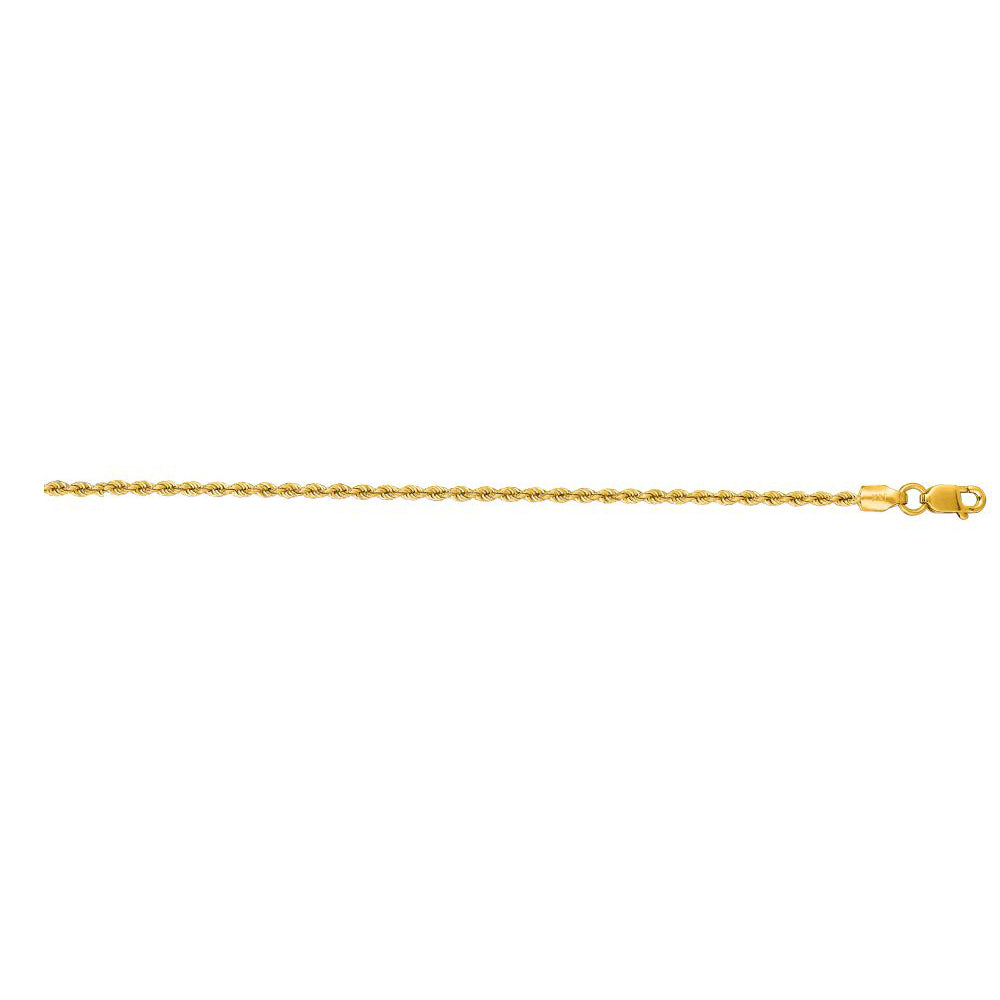 14K Solid Yellow Gold Solid Rope Chain Necklace 1.5mm thick 20 Inches
