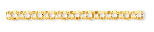 14K Gold Lite 7mm Triple Link Charm Bracelet 7.25 Inches