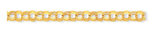 14K Gold Lite 8mm Triple Link Charm Bracelet 7.25 Inches