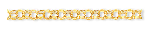 14K Gold Lite 8.5mm Triple Link Charm Bracelet 7 Inches