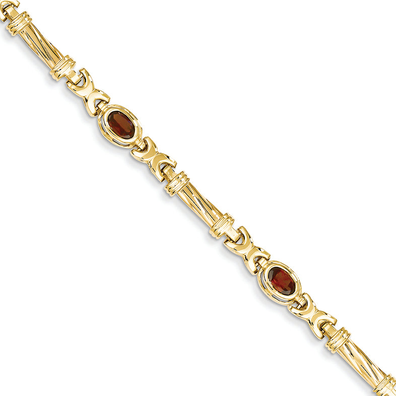 2.3 Carat 14K Gold Garnet Bracelet 7 Inches