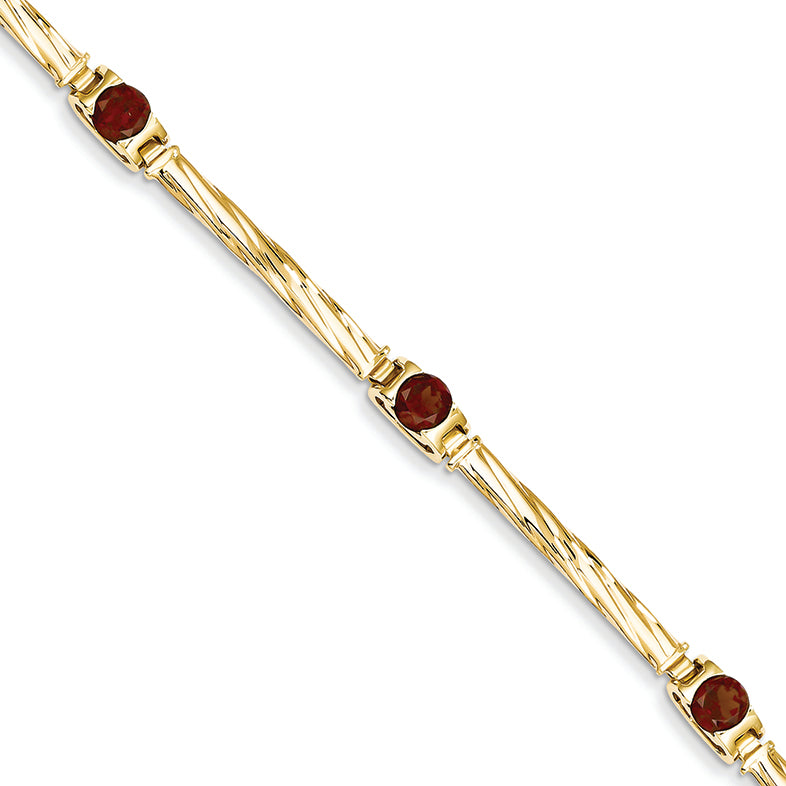 2.7 Carat 14K Gold Garnet Bracelet 7 Inches