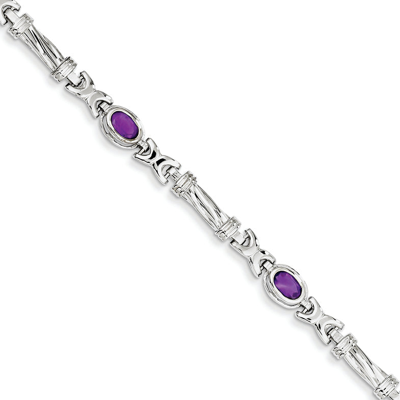 2.1 Carat 14K White Gold 2ct. Amethyst Bracelet 7.25 Inches