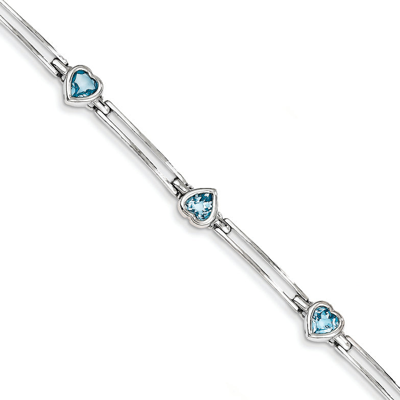 3 Carat 14K White Gold Blue Topaz Bracelet 7.25 Inches