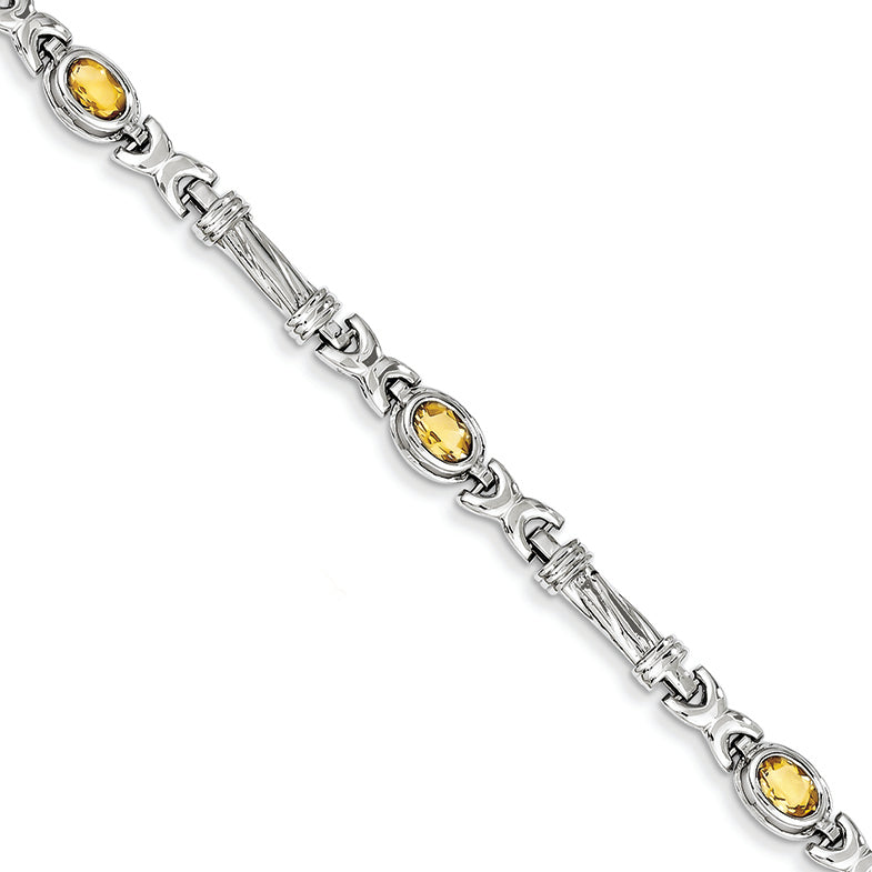 2.1 Carat 14K White Gold 2.00CI Citrine Bracelet 7.25 Inches