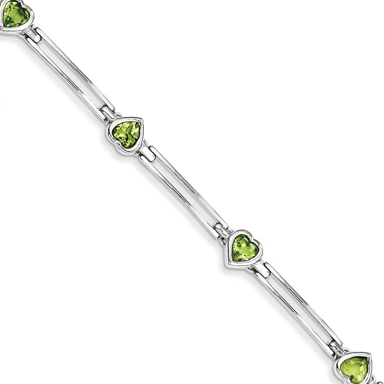 3 Carat 14K White Gold 2.90PE Peridot Bracelet 7.25 Inches