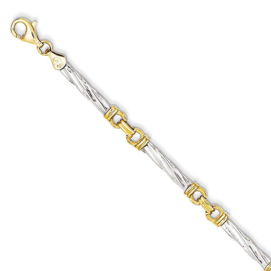 14K Gold Two-Tone 8in Polished Fancy Bracelet 8 Inches