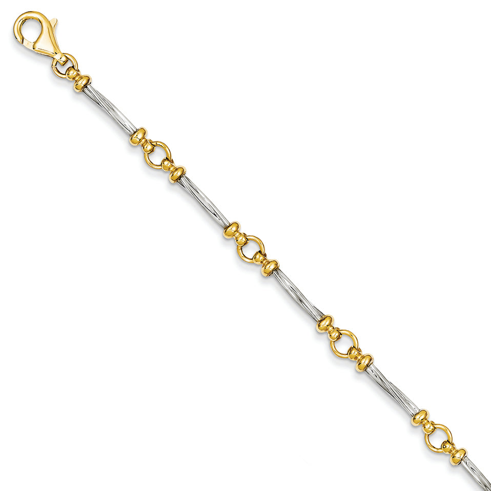 14K Gold Two-tone Bracelet 7.5 Inches