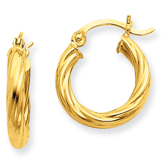 14K Gold Polished 2.75mm Twisted Hoop Earrings