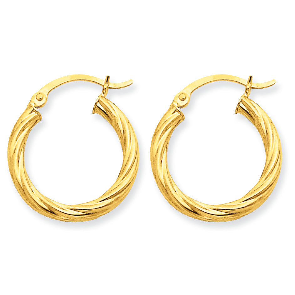 14K Gold Polished 3.25mm Twisted Hoop Earrings