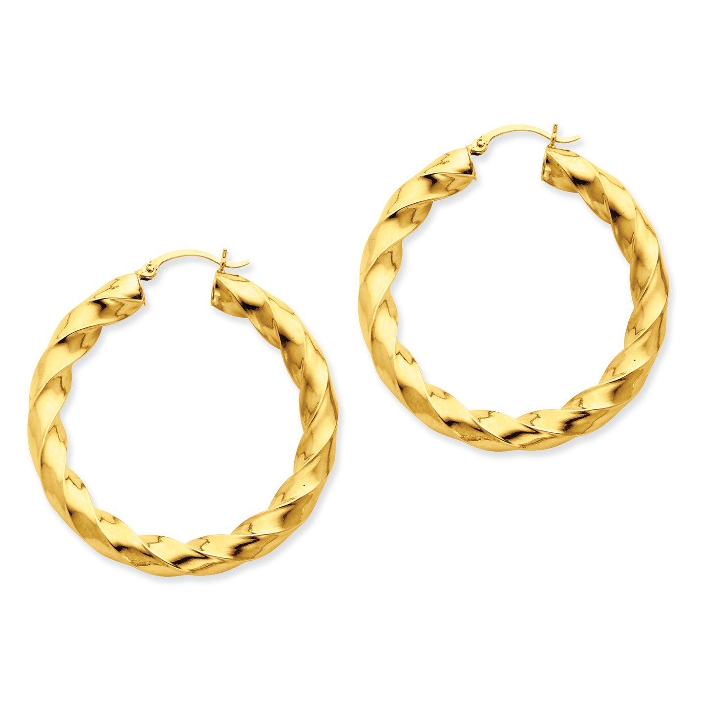 14K Gold Polished 5.0mm Twisted Hoop Earrings