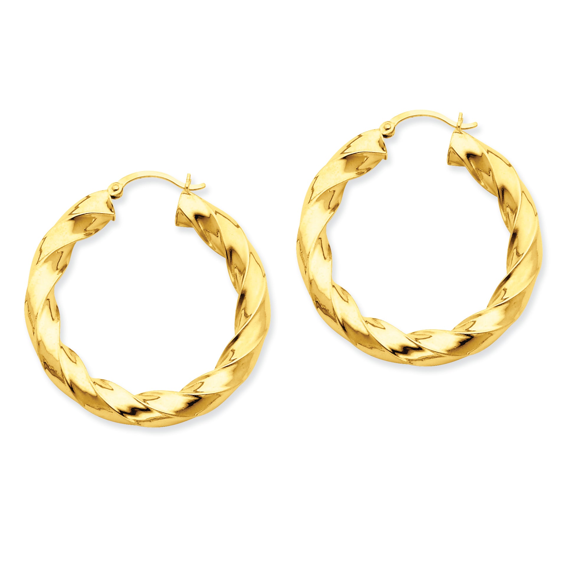 14K Gold Polished 5.0mm Twisted Hoop Earrings