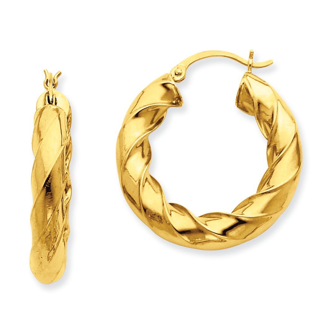 14K Gold Polished 5.0mm Twisted Hoop Earrings
