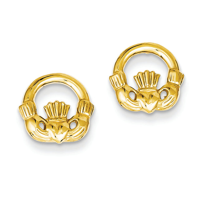 14K Gold Claddagh Post Earings