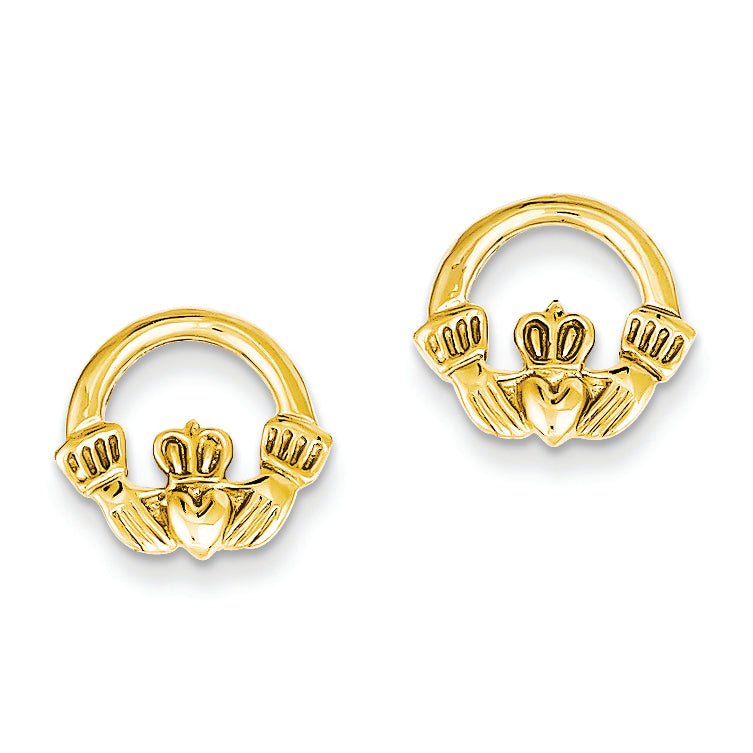 14K Gold Claddagh Post Earings