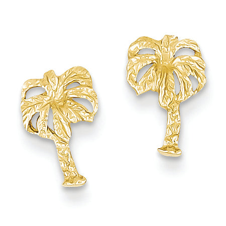 14K Gold Palm Tree Post Earrings