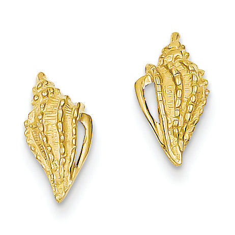 14K Gold Mini Conch Shell Post Earrings