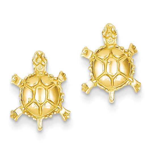 14K Gold Turtle Post Earrings