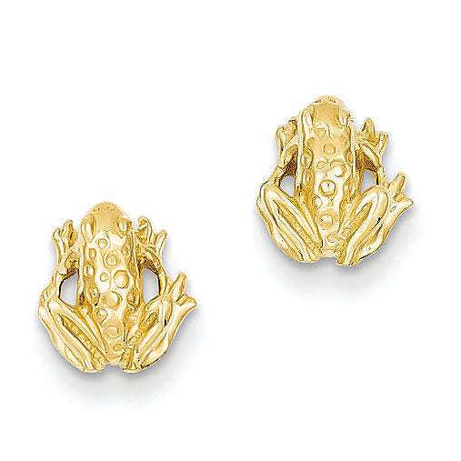 14K Gold Mini Frog Post Earrings