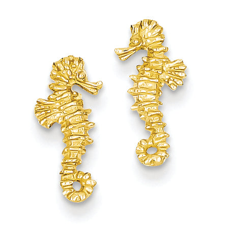 14K Gold Mini Seahorse Post Earrings