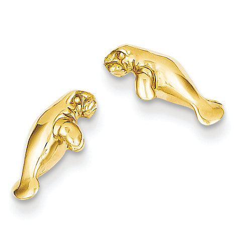 14K Gold Mini Manatee Post Earrings