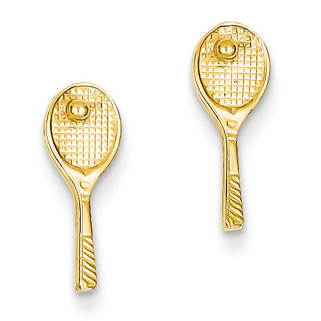 14K Gold Mini Tennis Racquet w/Ball Post Earrings