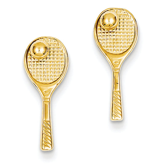 14K Gold Tennis Racquet w/Ball Post Earrings