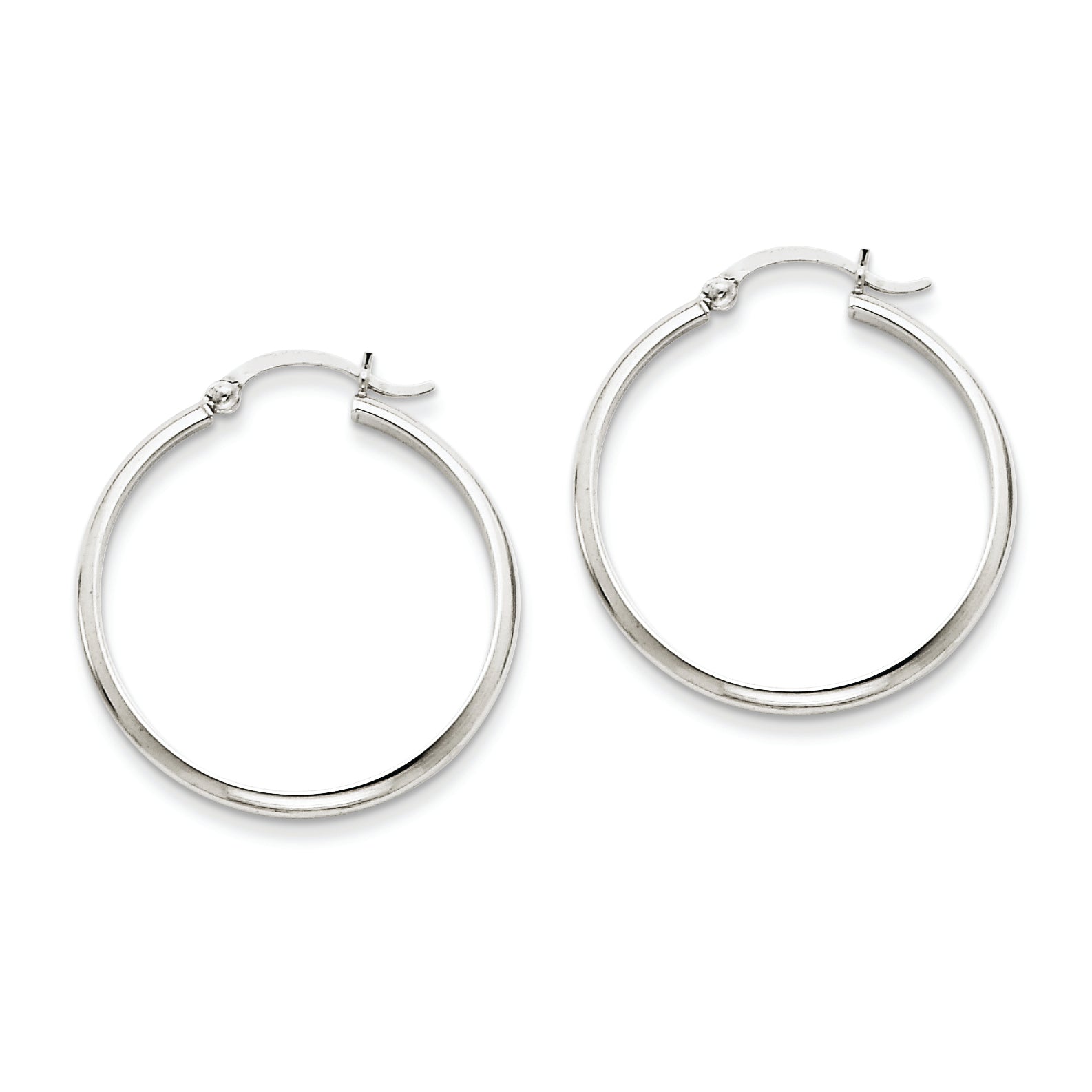 14K White Gold Polished Hoop Earring
