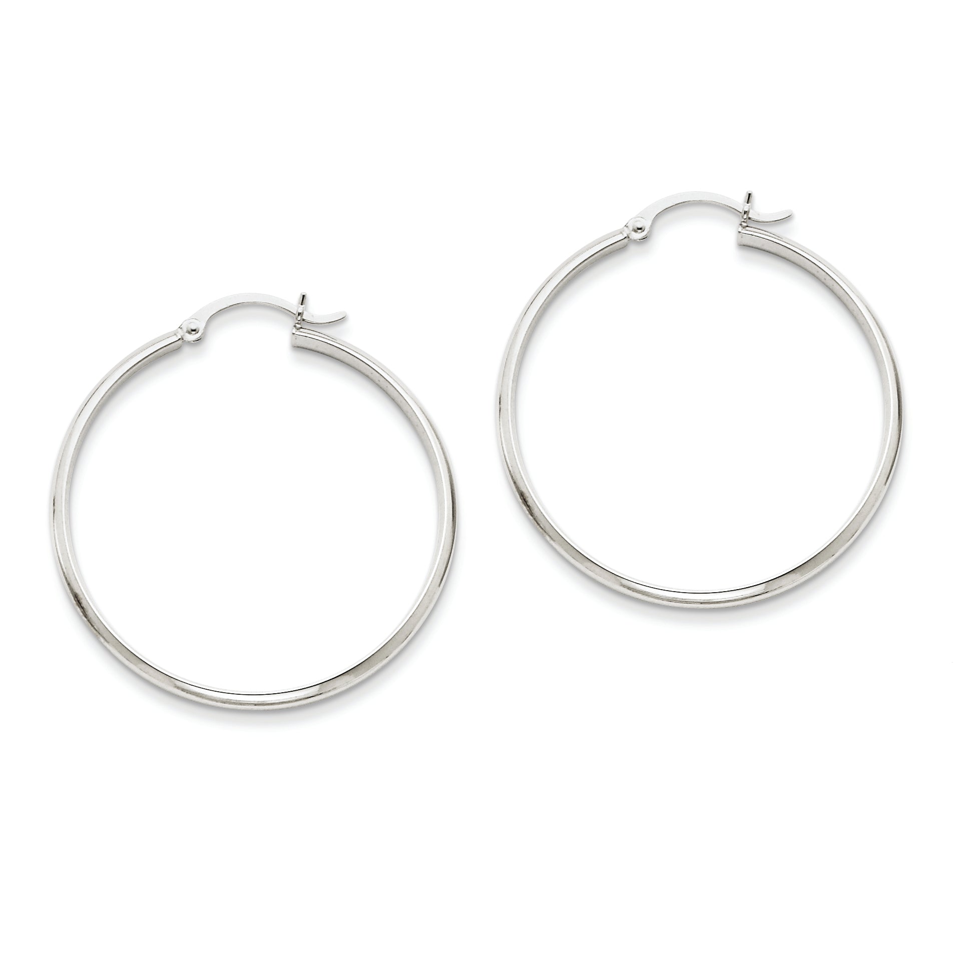 14K White Gold Polished Hoop Earring