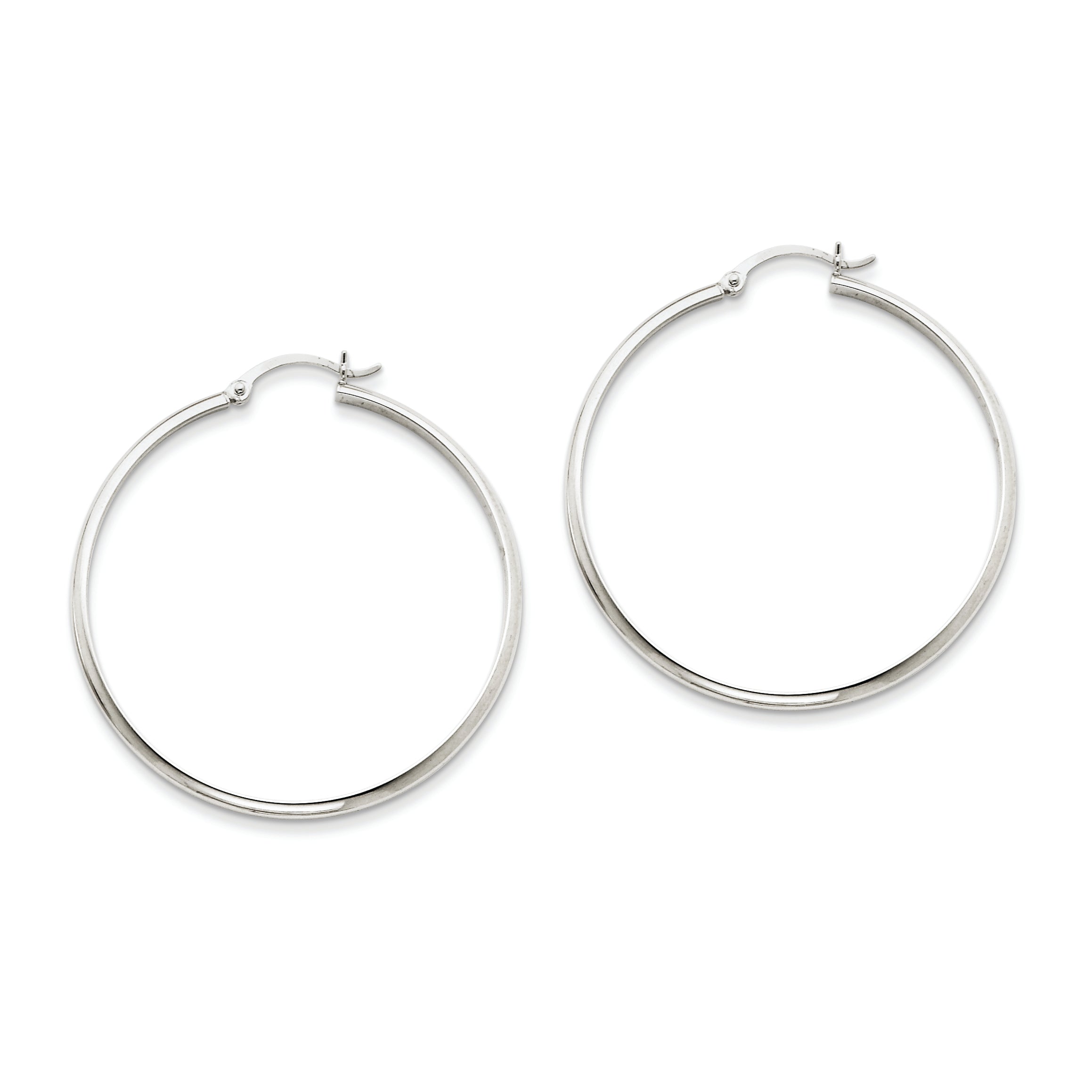 14K White Gold Polished Hoop Earring