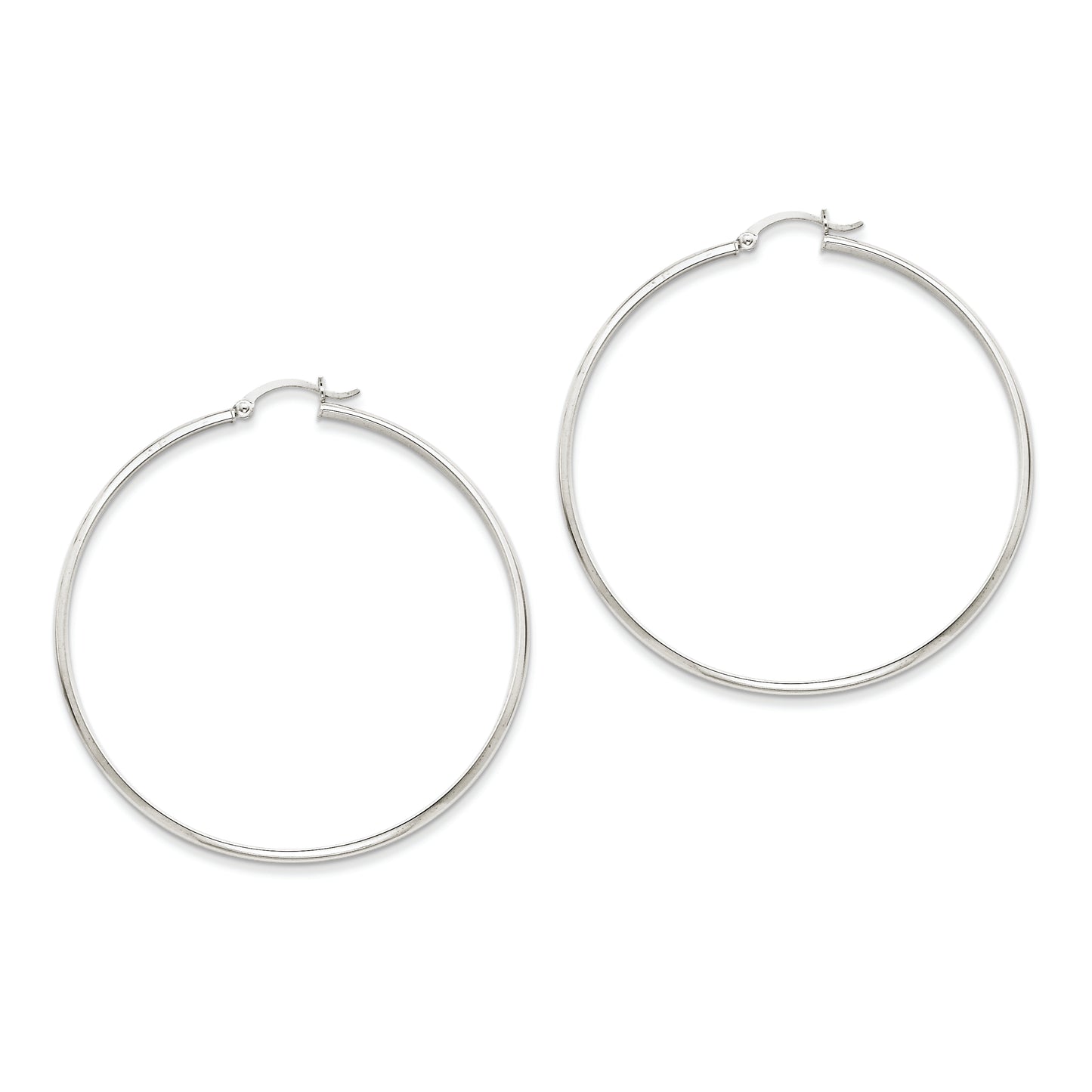 14K White Gold Polished Hoop Earring