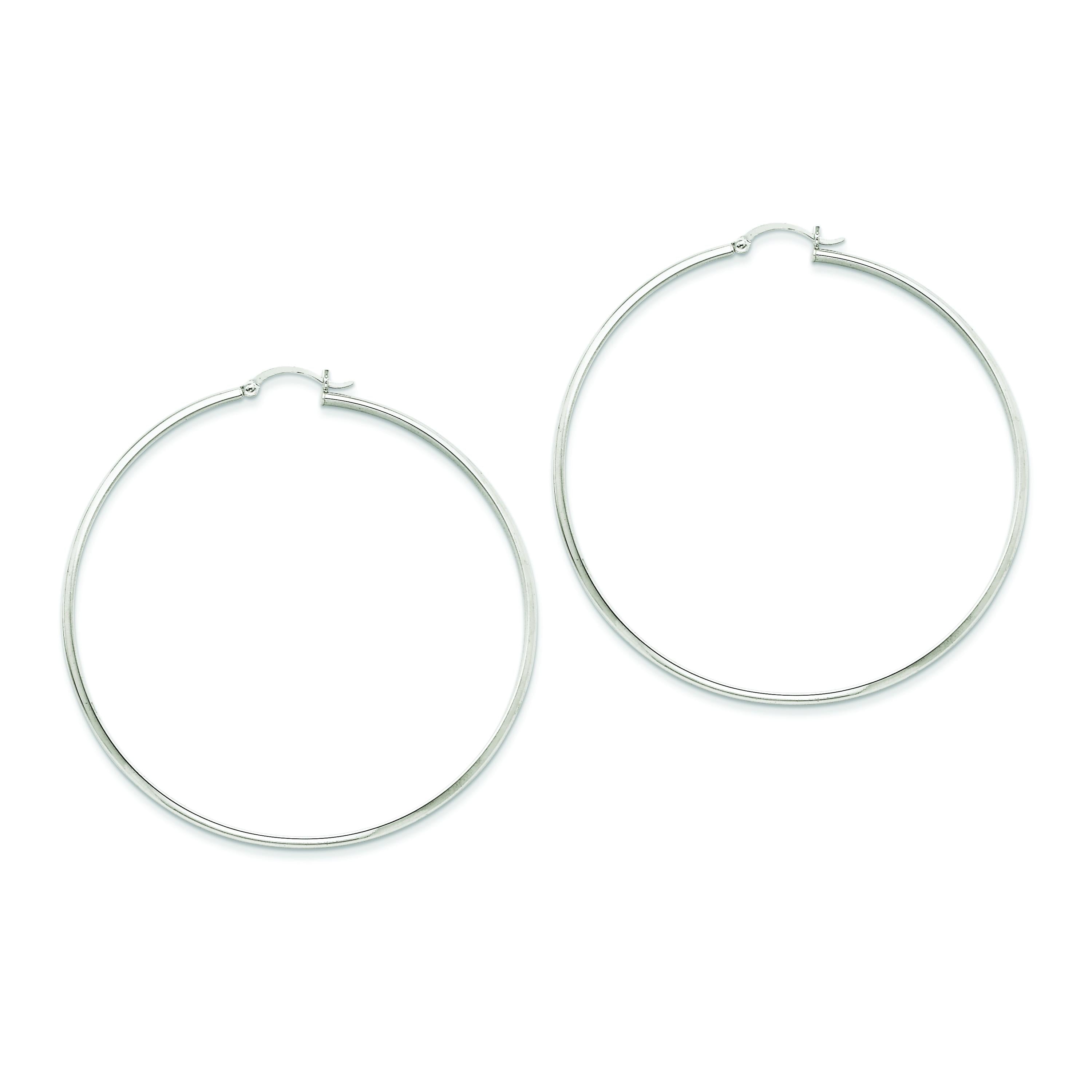 14K White Gold Polished Hoop Earring