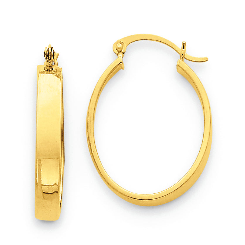 14K Gold Lightweight Oval Hoop Earrings