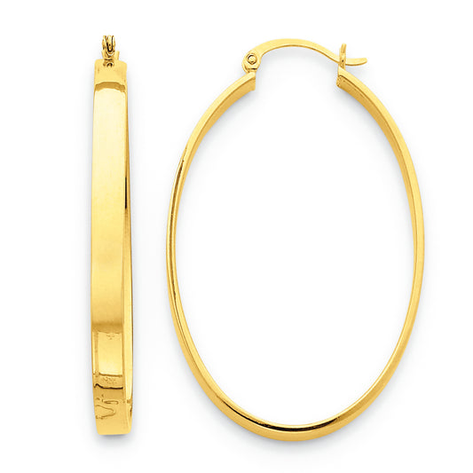 14K Gold Lightweight Oval Hoop Earrings