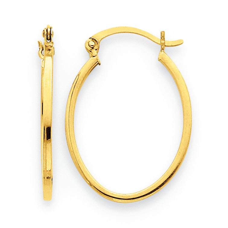 14K Gold Lightweight Fancy Oval Hoop Earrings