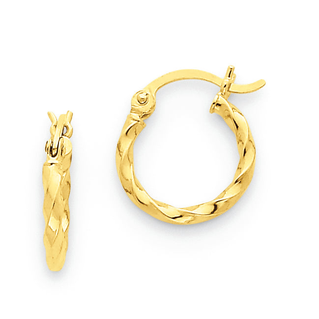 14K Gold Twist Polished Hoop Earring