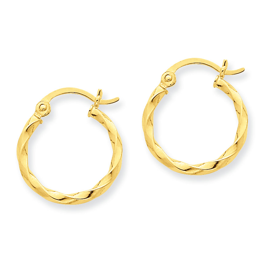 14K Gold Twist Polished Hoop Earring