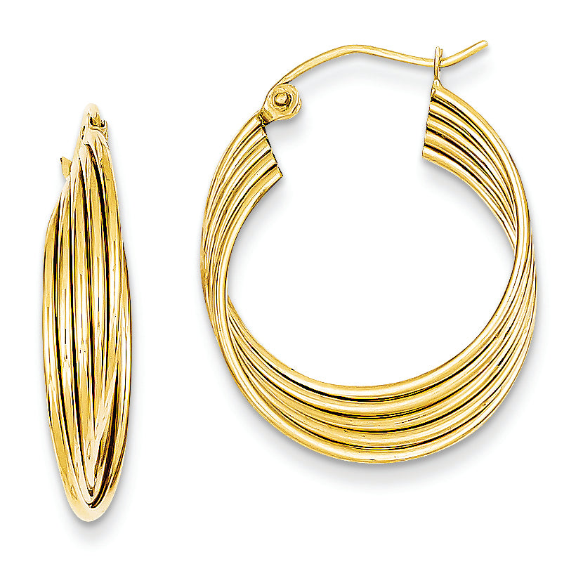 14K Gold Lightweight Fancy Hoop Earrings