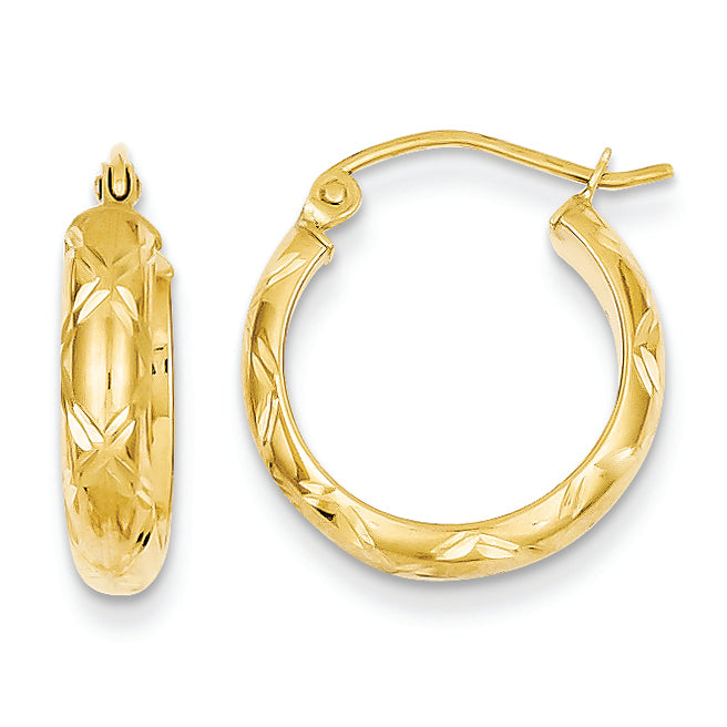 14K Gold D/C Polished Hoop Earring