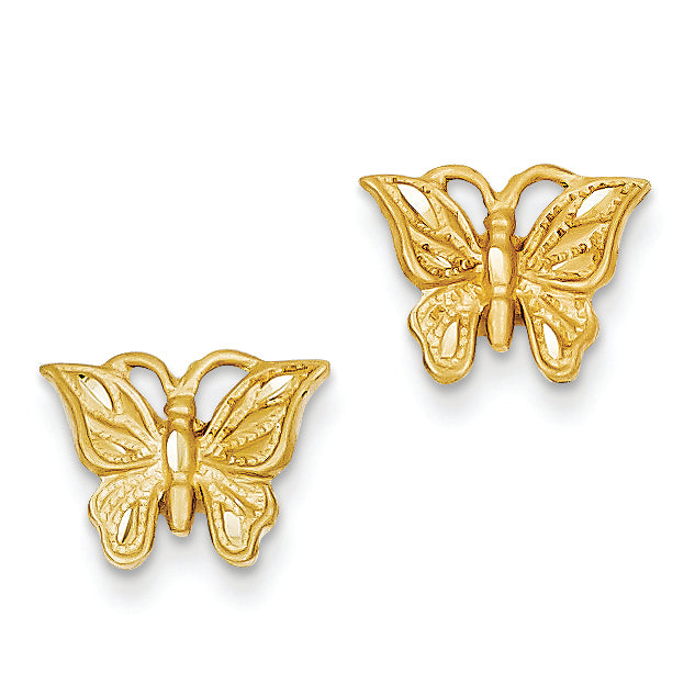 14K Gold Diamond-cut Butterfly Earrings